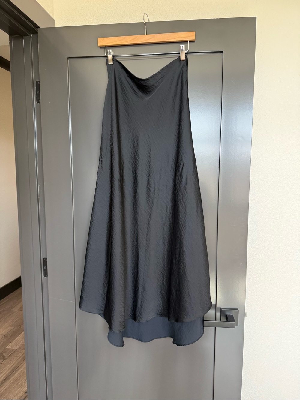 Free People Black Satin A-Line Maxi Skirt
